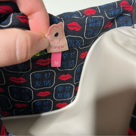 Farm Rio navy blue red lips print sleeveless chiffon maxi dress shrug sz M - Picture 4 of 9